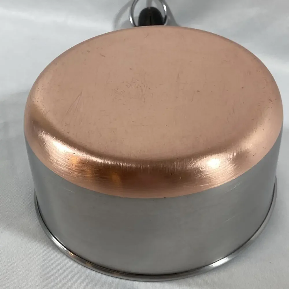 Revere Ware 1 Qt Quart Copper Bottom Sauce Pan Boiler Insert Lid Stainless Steel